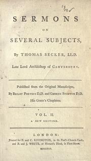 Sermons on several subjects by Thomas Secker
