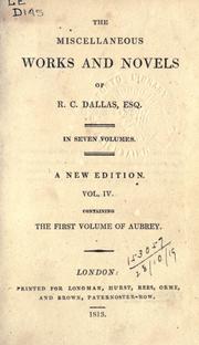 Cover of: Miscellaneous works and novels. by Robert Charles Dallas, Robert Charles Dallas