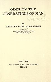 Cover of: Odes on the generations of man by Hartley Burr Alexander