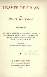 Cover of: The complete writings of Walt Whitman by Walt Whitman
