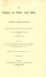 Cover of: The World as Will and Idea, Volume 2