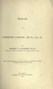 Cover of: Memoir of Joseph Leidy, M.D., LL.D.