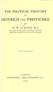 Cover of: The political thought of Heinrich von Treitschke by H. W. Carless Davis