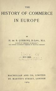 Cover of: The history of commerce in Europe. by Henry de Beltgens Gibbins, Henry de Beltgens Gibbins