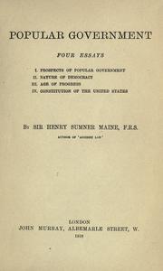 Cover of: Popular government by Henry Sumner Maine