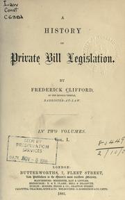 Cover of: A history of private bill legislation.