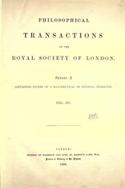 Cover of: Philosophical transactions.  Series A: Mathematical and physical sciences. by Royal Society of London