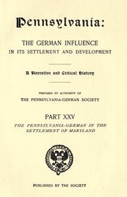 Cover of: The Pennsylvania-German in the settlement of Maryland by Daniel Wunderlich Nead