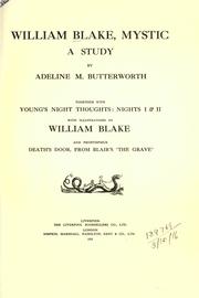Cover of: William Blake, mystic by Adeline M Butterworth