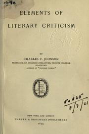 Cover of: Elements of literary criticism. by Charles Frederick Johnson