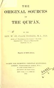 Cover of: The original sources of the Qur'ân.
