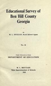 Educational survey of Ben Hill County, Georgia by Georgia. Dept. of Education.