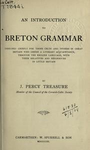 Cover of: An introduction to Breton grammar.