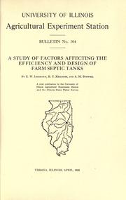 A study of factors affecting the efficiency and design of farm septic tanks by E. W. Lehmann