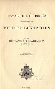 Cover of: Catalogue of books recommended for public libraries