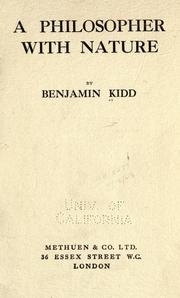 Cover of: A philosopher with nature by Benjamin Kidd