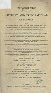 Cover of: Encyclopaedia of literary and typographical anecdote