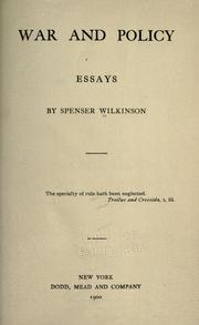 Cover of: War and policy by Spenser Wilkinson