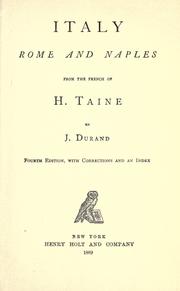 Cover of: Italy: Rome and Naples by Hippolyte Taine