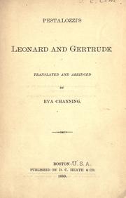 Cover of: Pestalozzi's Leonard and Gertrude. --. by Johann Heinrich Pestalozzi
