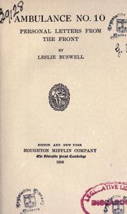 Cover of: Ambulance no. 10 by Leslie Buswell