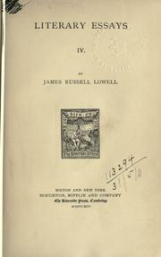 Cover of: Literary essays. by James Russell Lowell