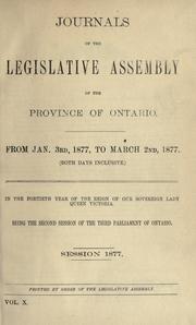 Cover of: Journals of the Legislative Assembly of the Province of Ontario. by Ontario. Legislative Assembly.