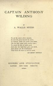 Cover of: Captain Anthony Wilding by A. Wallis Myers