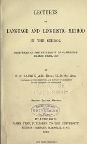 Cover of: Lectures on language and linguistic method in the school. by Laurie, Simon Somerville