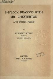 Cover of: Shylock reasons with Mr. Chesterton and other poems. by Humbert Wolfe