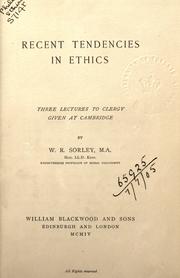Cover of: Recent tendencies in ethics.