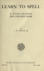 Cover of: Learn to spell by Leonidas Warren Payne