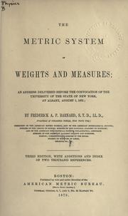 Cover of: Metric system of weights and measures. by Frederick A. P. Barnard