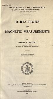 Cover of: Directions for magnetic measurements by Daniel L. Hazard