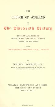 Cover of: The Church of Scotland in the thirteenth century by Lockhart, William