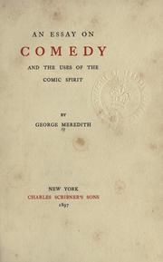 Cover of: An essay on comedy and the uses of the comic spirit