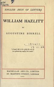 Cover of: William Hazlitt. by Augustine Birrell