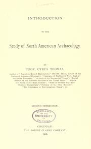 Cover of: Introduction to the study of North America archaeology.