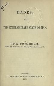 Cover of: Hades: or, The intermediate state of man.