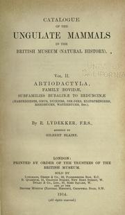 Cover of: Catalogue of the ungulate mammals in the British Museum (Natural History) by British Museum (Natural History). Department of Zoology