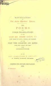 Cover of: Poems and verse translations. by Taylor, Jeremy, Taylor, Jeremy