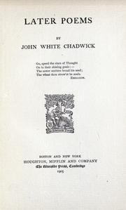 Cover of: Later poems by John White Chadwick