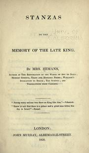Cover of: Stanzas to the memory of the late king