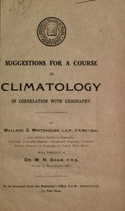 Cover of: Suggestions for a course in climatology in correlation with geography