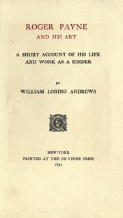 Cover of: Roger Payne and his art. by Andrews, William Loring