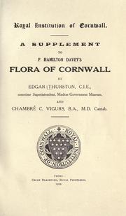 Cover of: supplement to F. Hamilton Davey's Flora of Cornwall