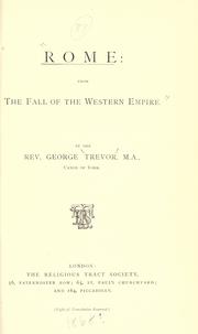 Cover of: Rome: from the fall  of the Western Empire