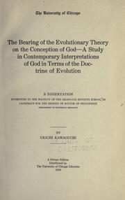 The bearing of the evolutionary theory on the conception of God- by Ukichi Kawaguchi