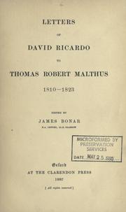 Cover of: Letters to Thomas Robert Malthus, 1810-1823.: Edited by James Bonar.