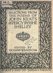 Cover of: Selections from the poems of John Keats and Percy Bysshe Shelley.